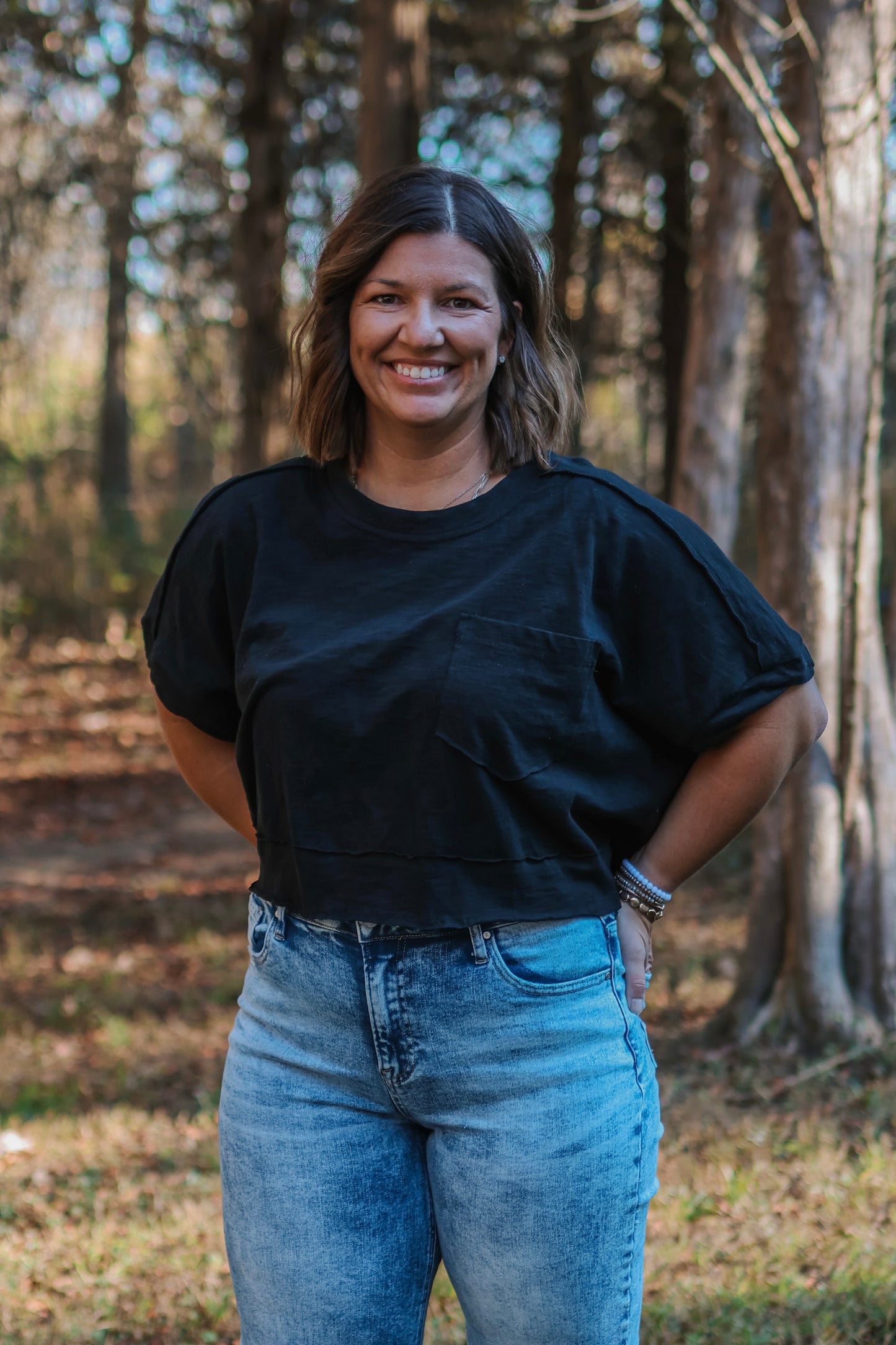 The Black Cropped Pocket Tee