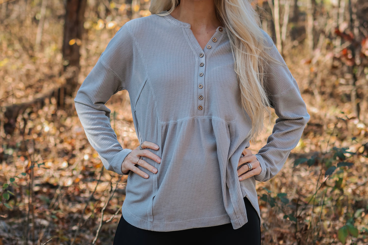 Comfy Waffle Knit Top {Grey}