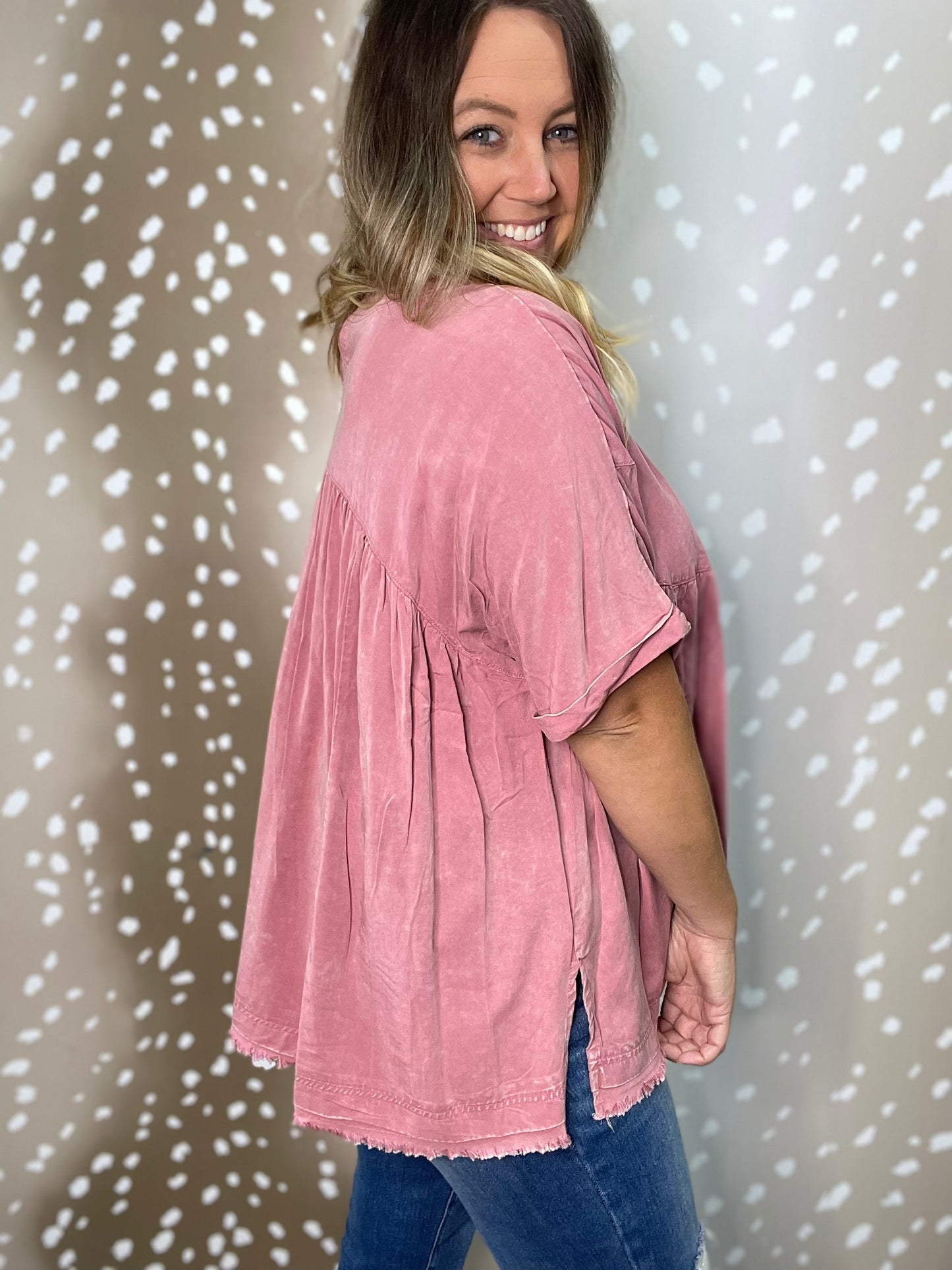 Mineral Wash Fringe Top