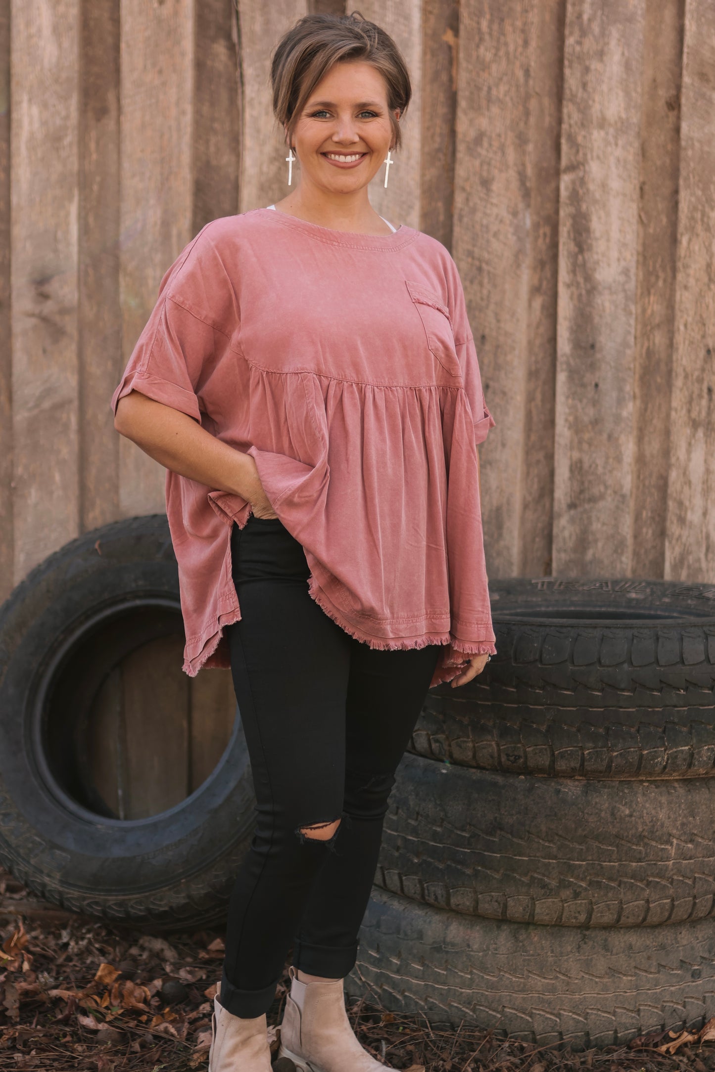 Mineral Wash Fringe Top