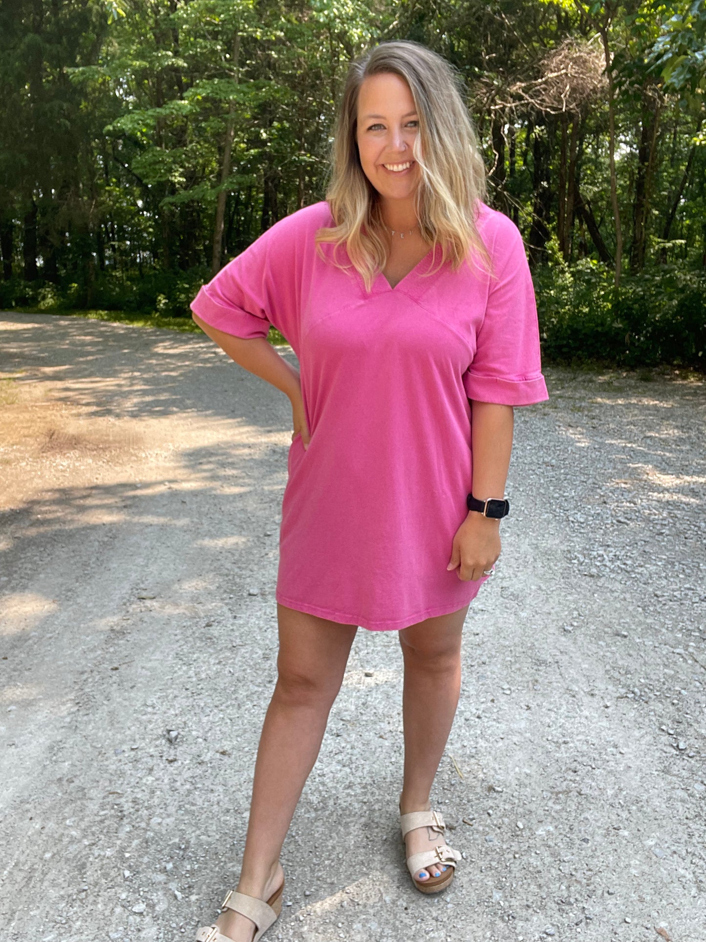Polly Pink Mini Washed Dress