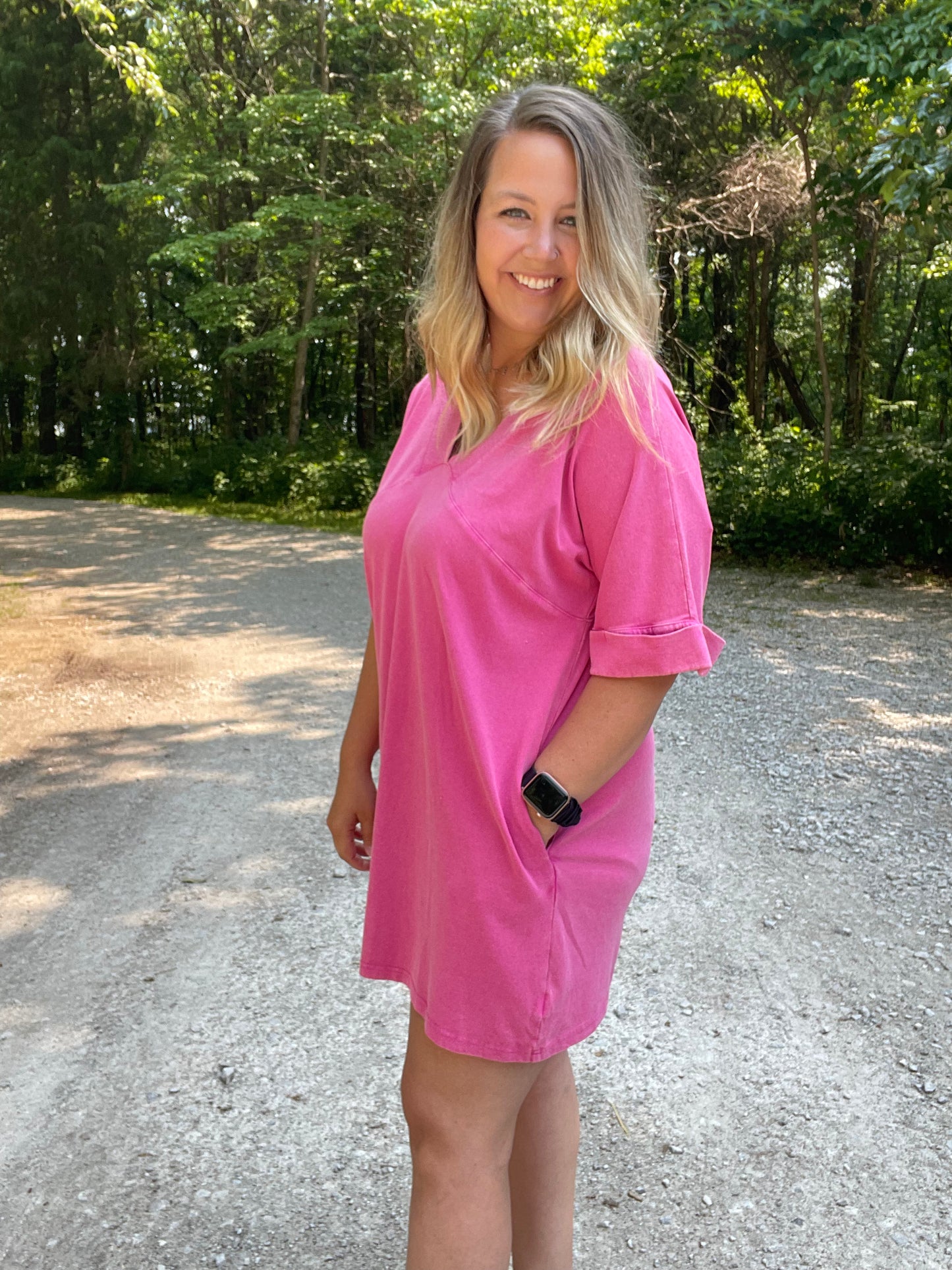Polly Pink Mini Washed Dress