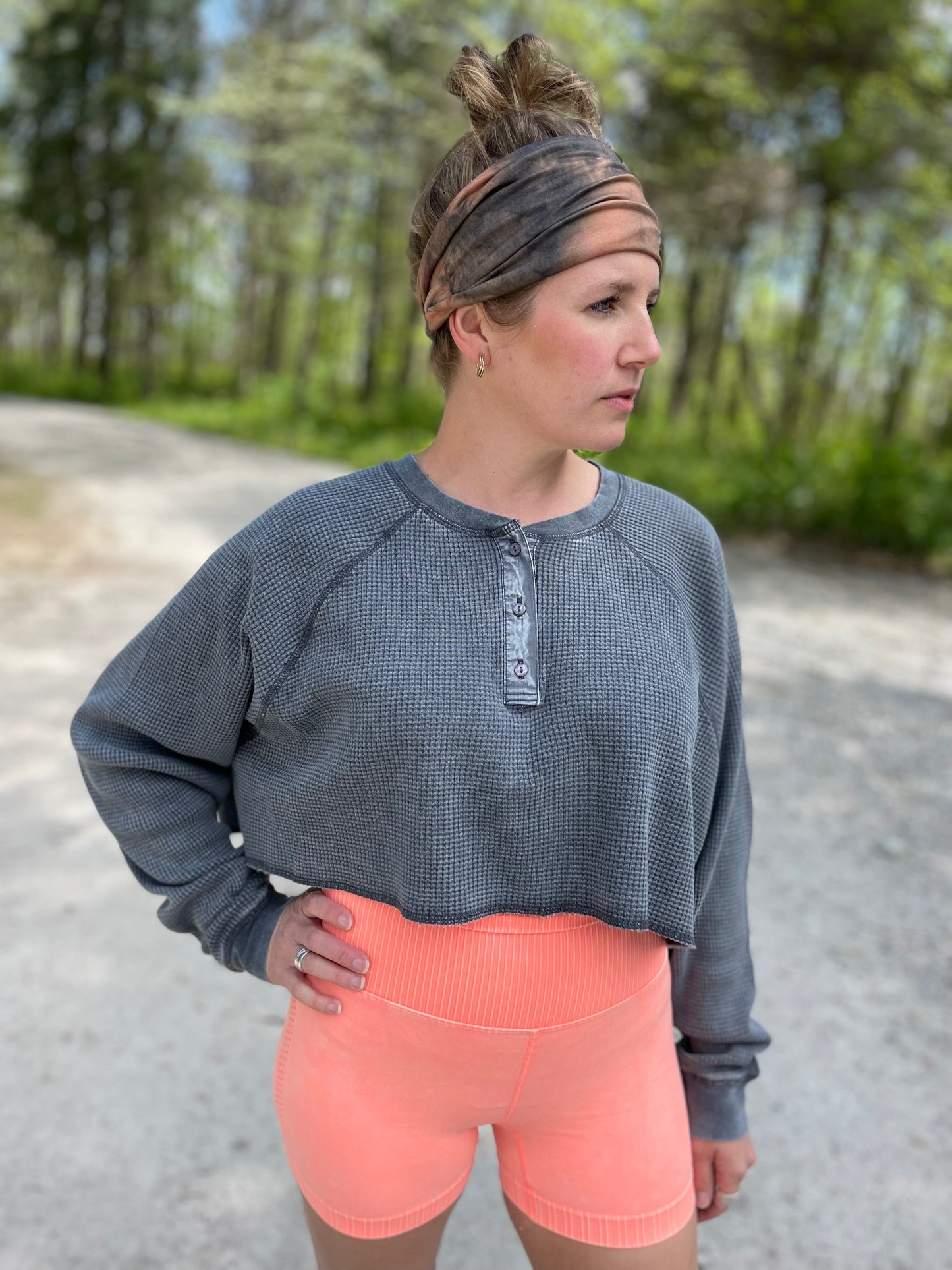 Waffle Cropped Top {Grey}