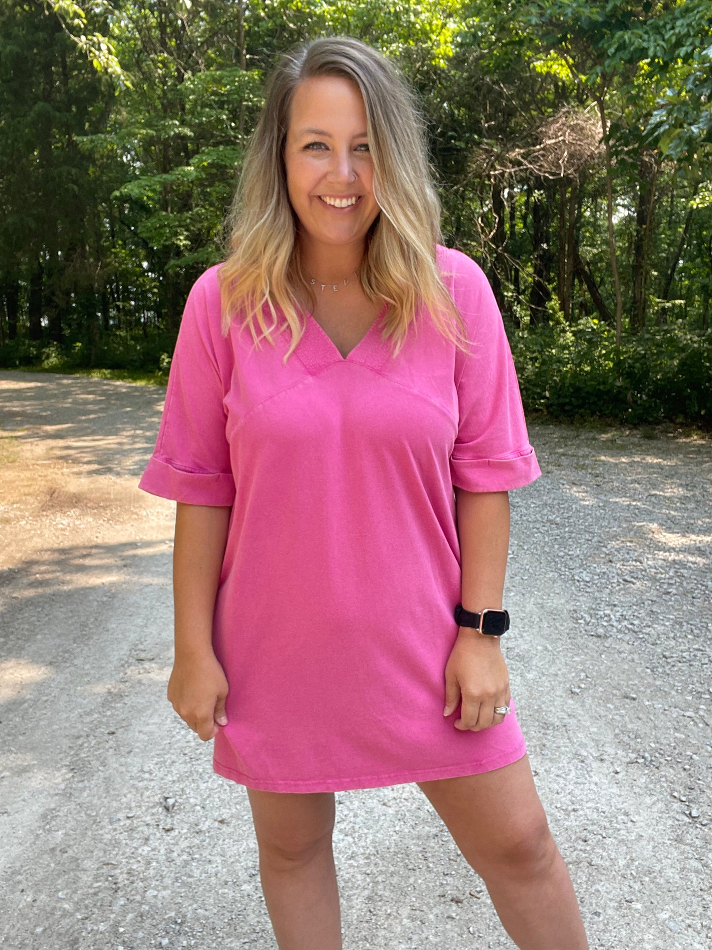 Polly Pink Mini Washed Dress