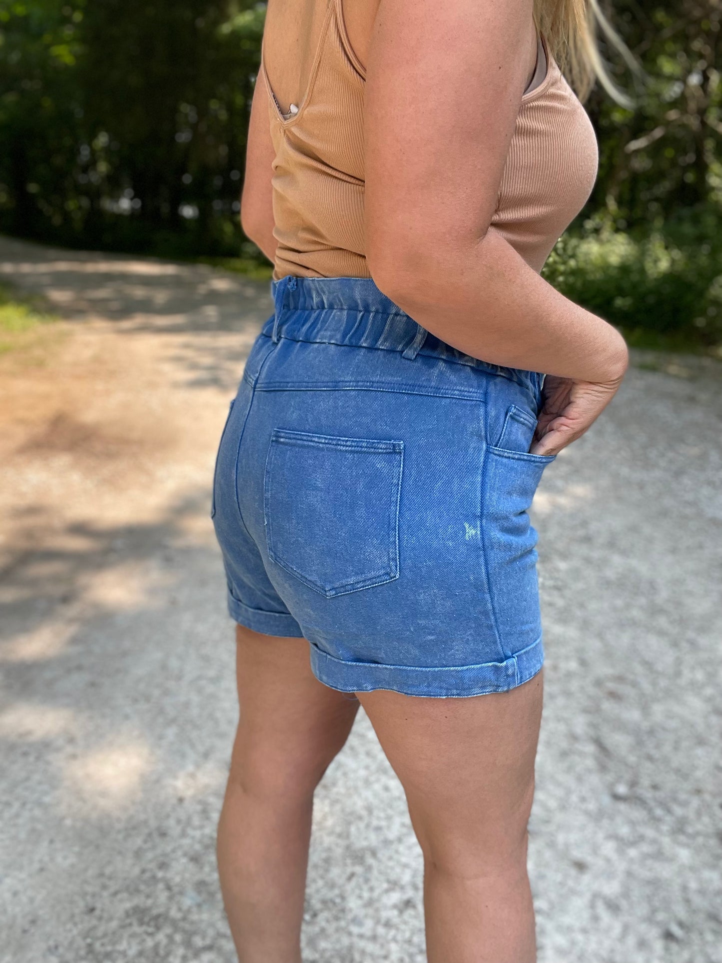 Washed Paper Bag Shorts {Blue}