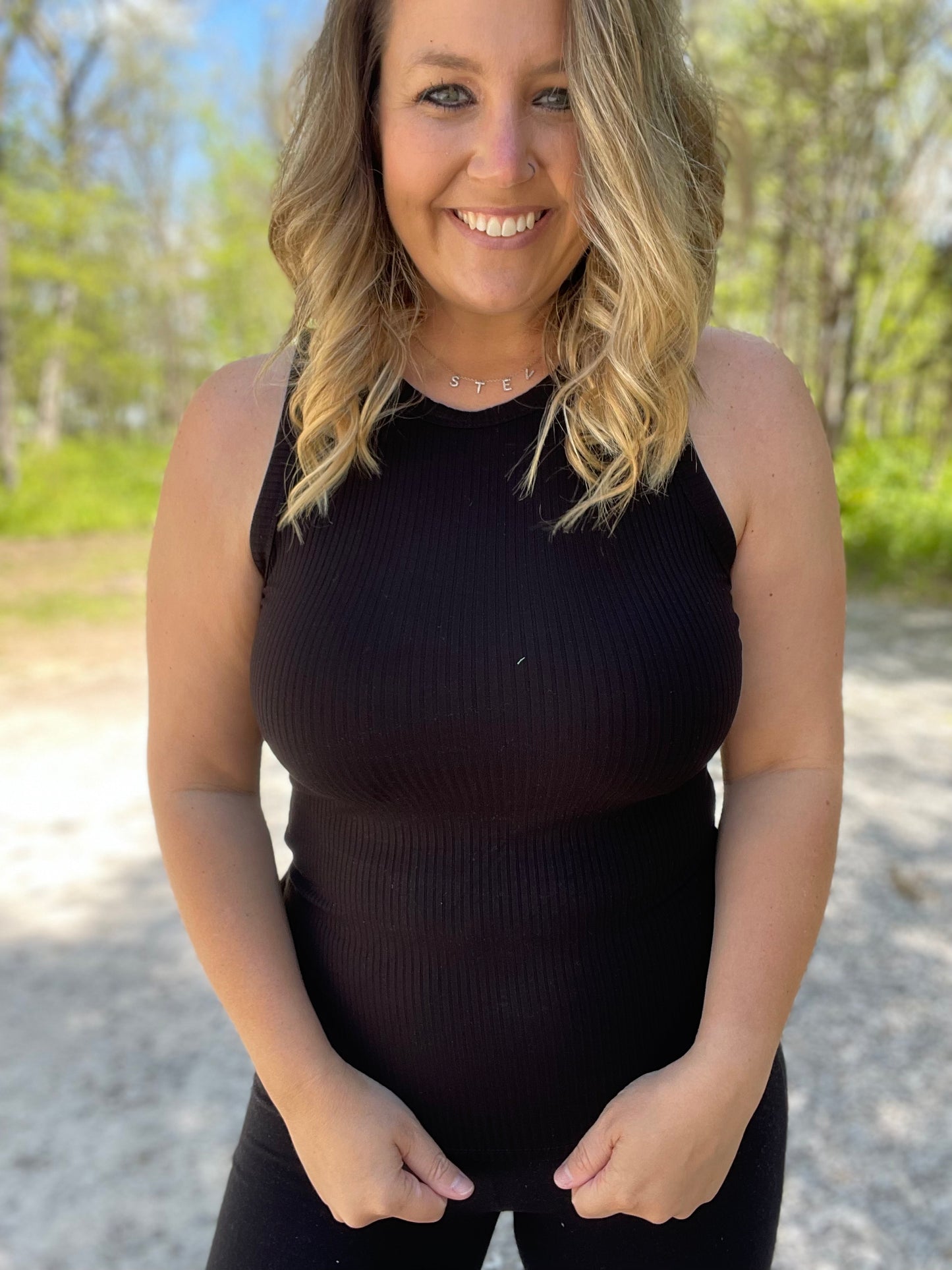 Basic Ribbed Tank {Black}