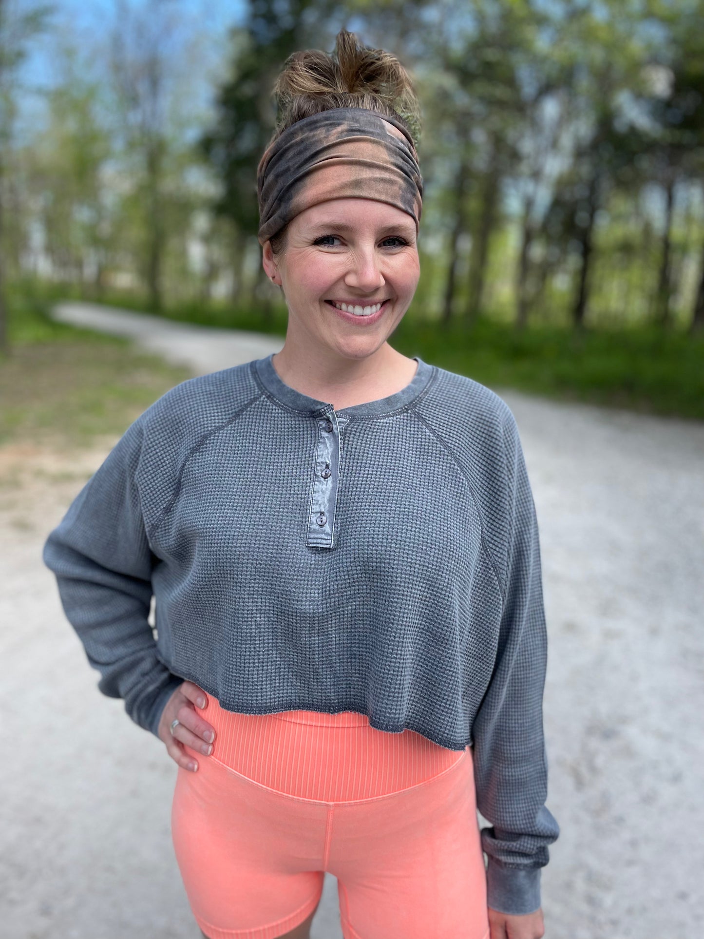 Waffle Cropped Top {Grey}