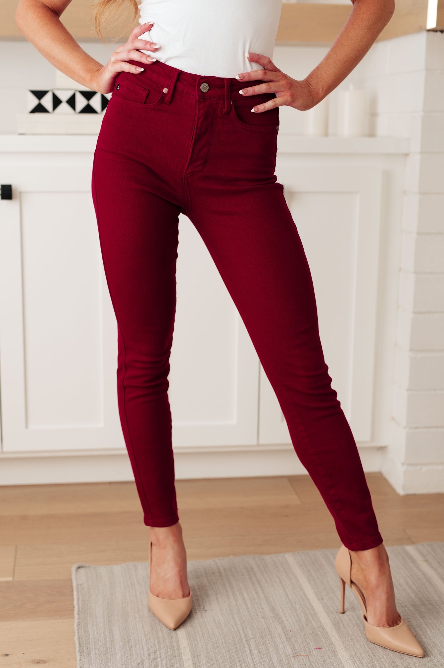 Wanda High Rise Control Top Skinny Jeans Scarlet